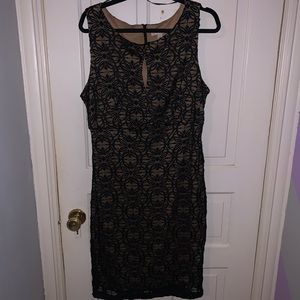 Black Lace, Sleeveless, Midi Dress (Size 16)